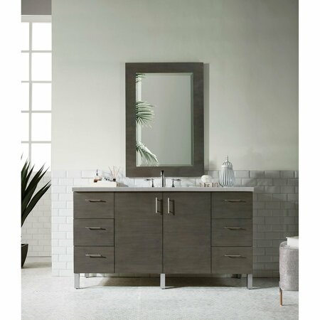 James Martin Vanities Metropolitan 60in Single Vanity, Silver Oak w/ 3 CM Eternal Serena Quartz Top 850-V60S-SOK-3ESR